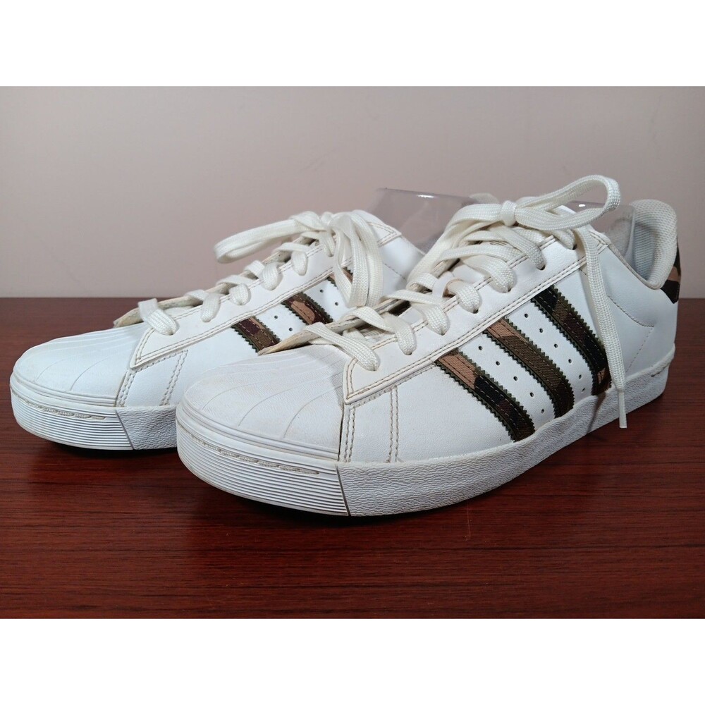 Adidas Superstar Vulc ADV Sneakers Size 12 White Camo Skateboarding BY3943